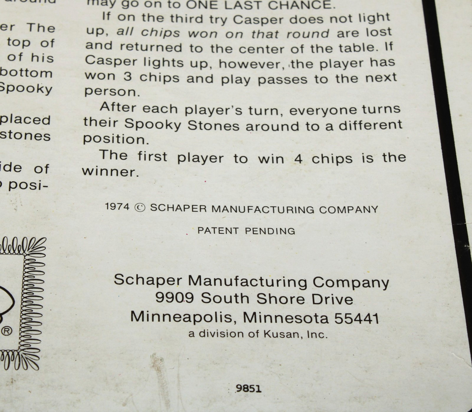 VTG 1974 Casper The Friendly Ghost Game #360 Schaper Glow In Dark READ
