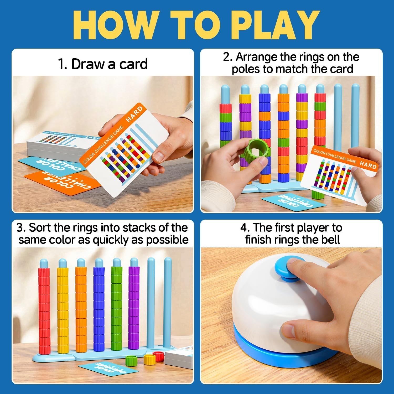 Color Matching Puzzle Game – 2 Pack Family Fun, Stacking Game for Kids & Adults,