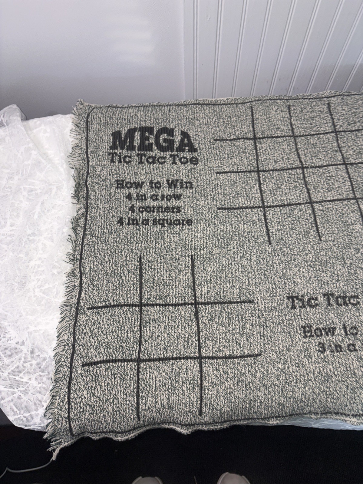 Giant 3-in-1 Checkers & Mega Tic Tac Toe 26″ Reversible Rug Board Game