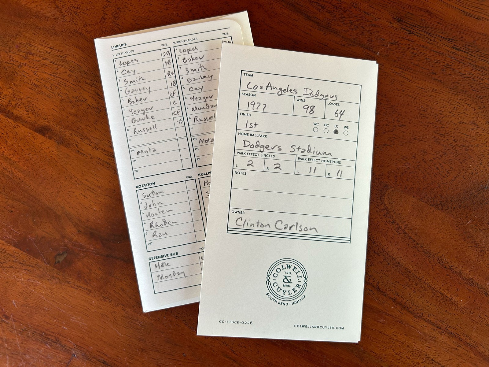 Colwell & Cuyler Strat-O-Matic SOM Baseball Envelopes w/Roster – 50 Envelopes