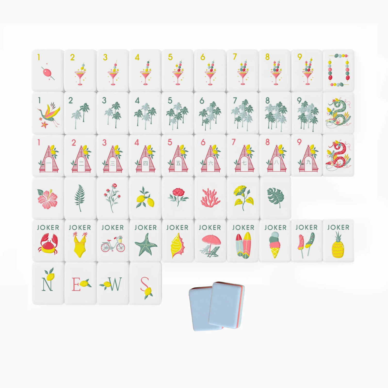 160 Pcs American Mahjong 4-Layer Acrylic Sea Breeze Blue Engraved Set fast ship