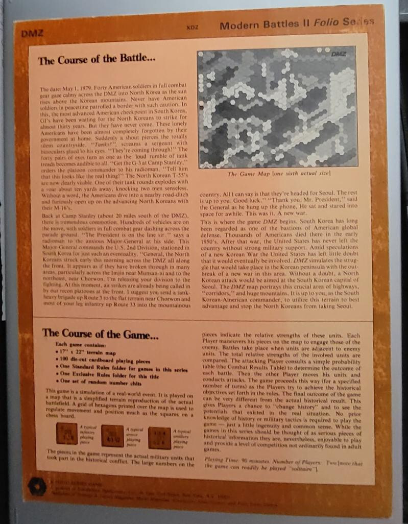 SPI Folio Wargame DMZ Battle for South Korea – Modern Battles II bD