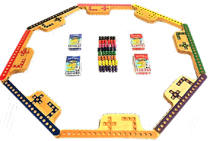 Pegs and Jokers 8 Players Thick Pine Wood Pegs Boards FREE 4 Spl Decks Alu Box
