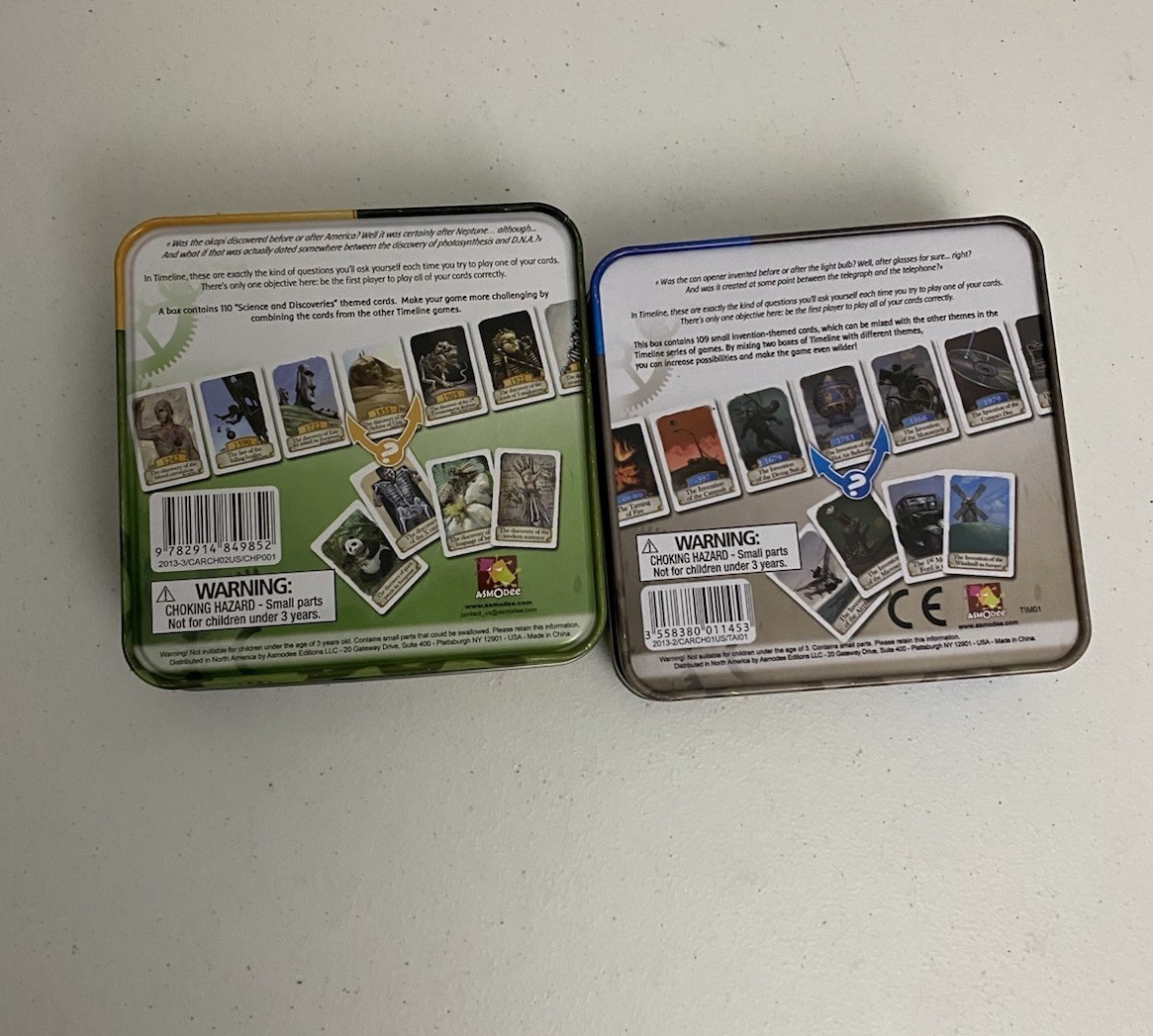 Timeline Inventions & Science Discoveries Card Game Tin Educational Family Games