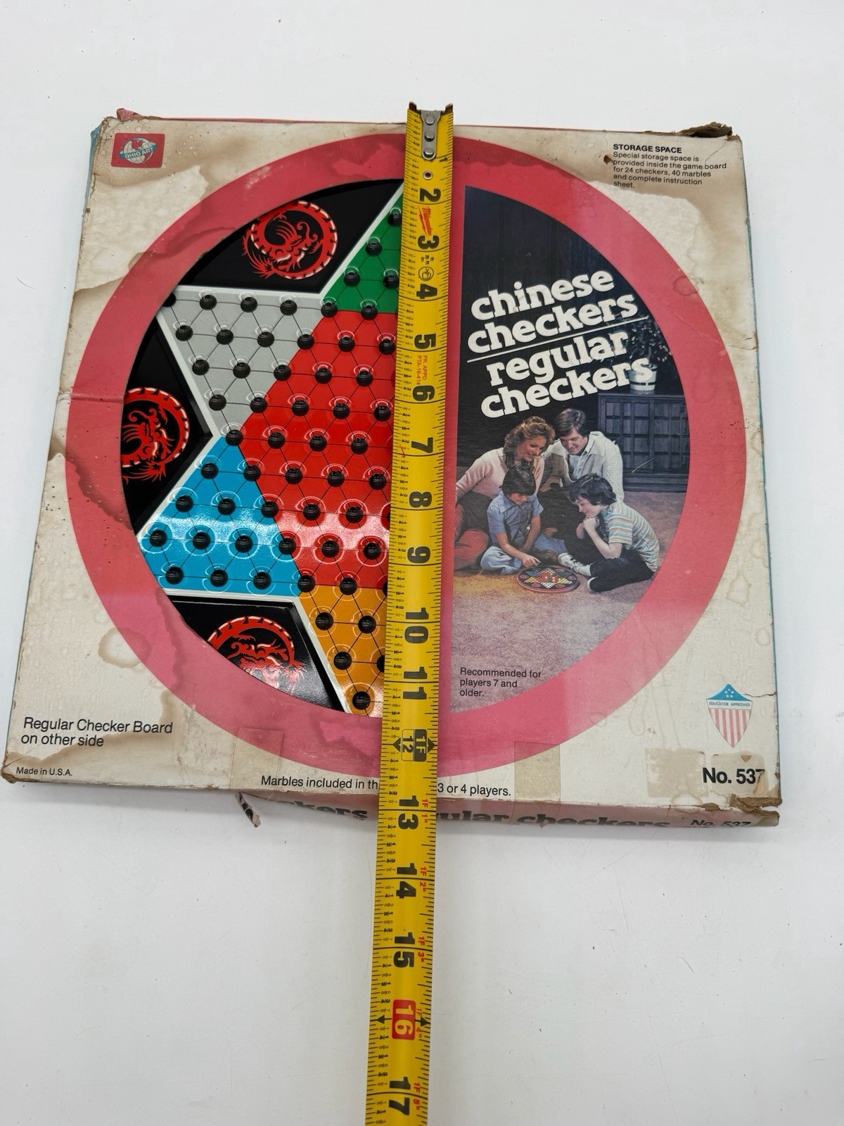 VINTAGE BOXED BOARD GAME CHINESE CHECKERS REGULAR CHECKERS OHIO ART 537 2 IN 1