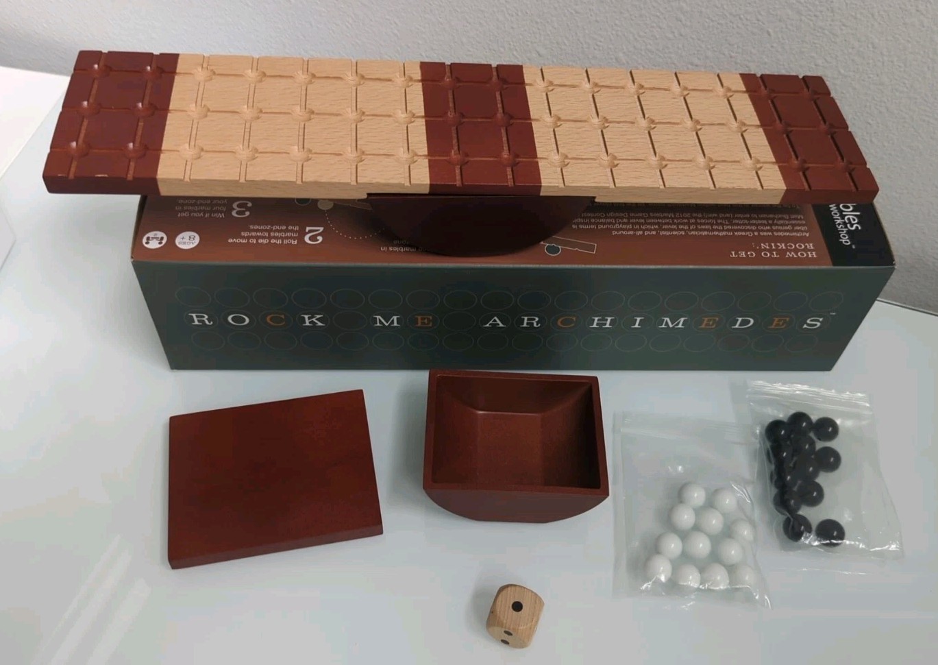 Marbles Brain Workshop Wooden Strategy Balance Game Complete w/ Box