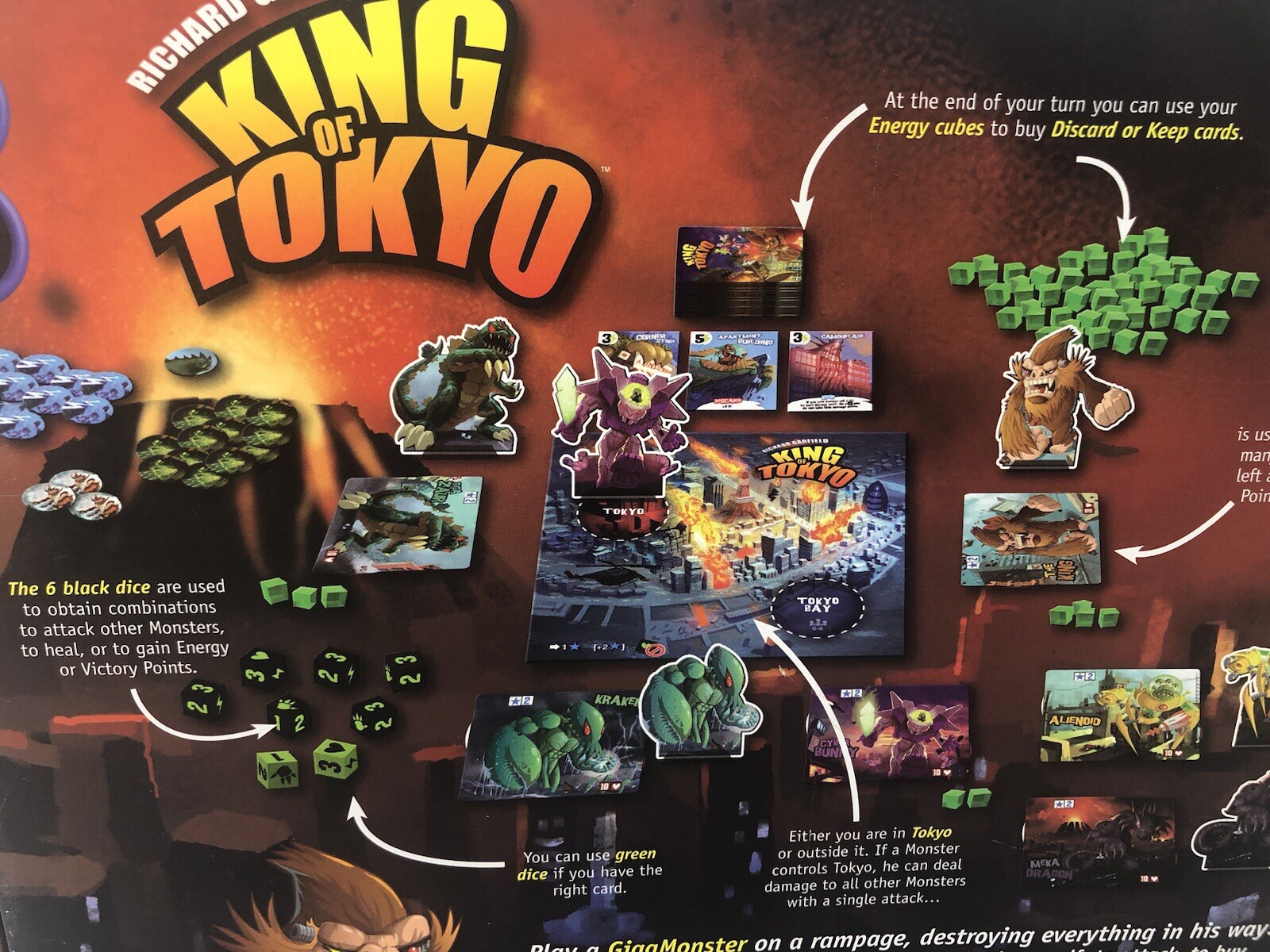 King of Tokyo Board Game + Halloween Pack LOT OF 2! IELLO Richard Garfield
