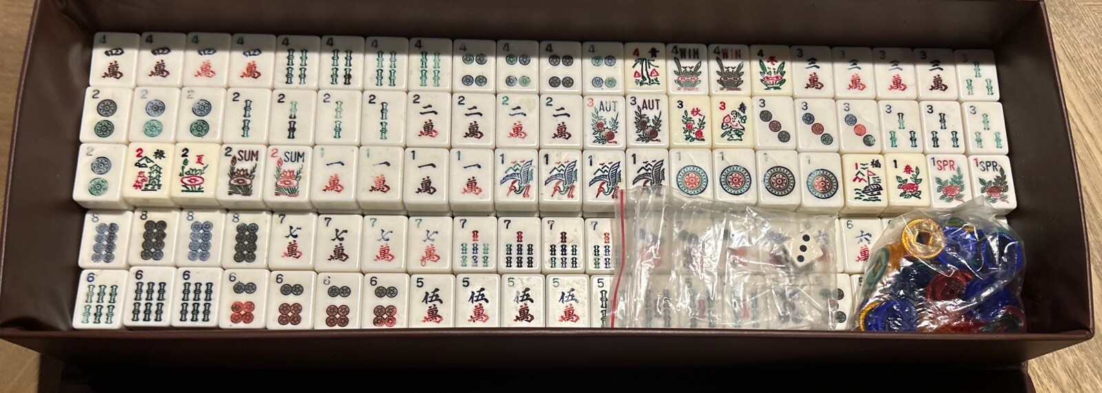 RARE 1970’S VINTAGE MAHJONG SET 166 PINK TILES 4 TRAYS 10 JOKERS With Case (DESC