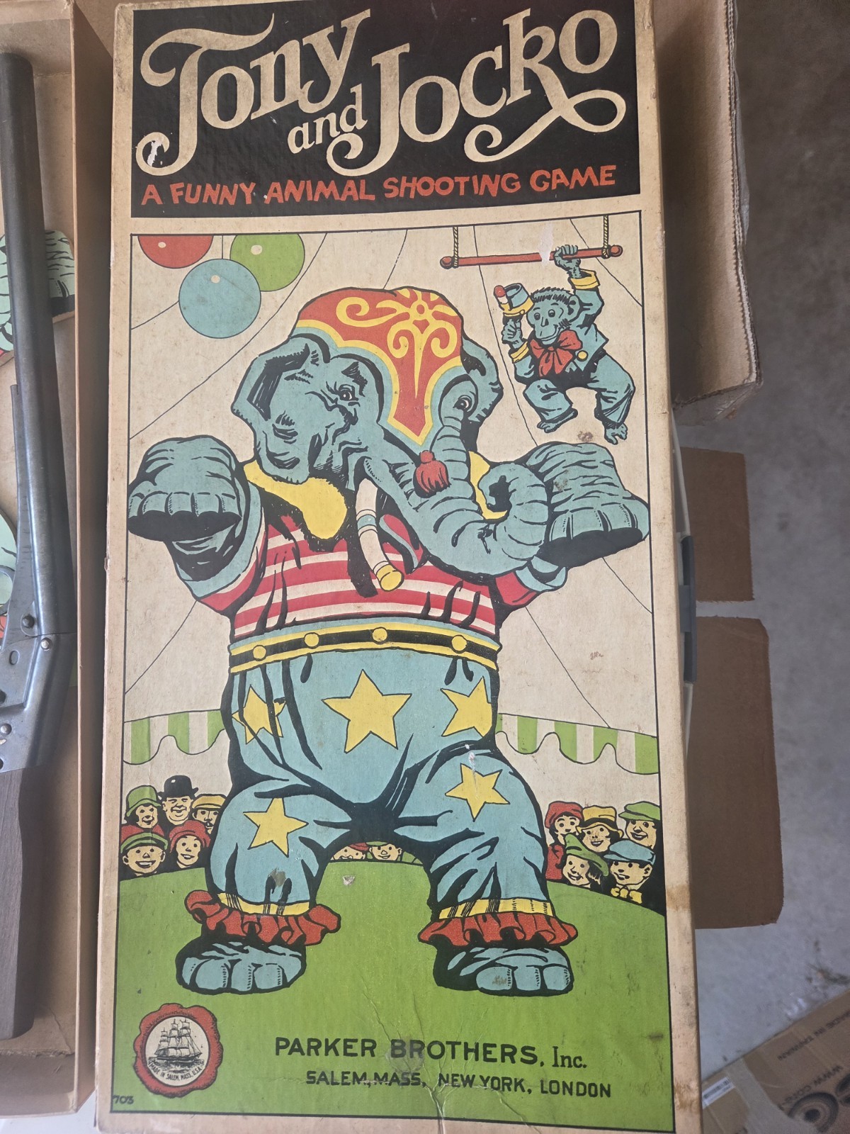 RARE 1928 PARKER BROS TONY & JOCKO A FUNNY ANIMAL SHOOTING GAME