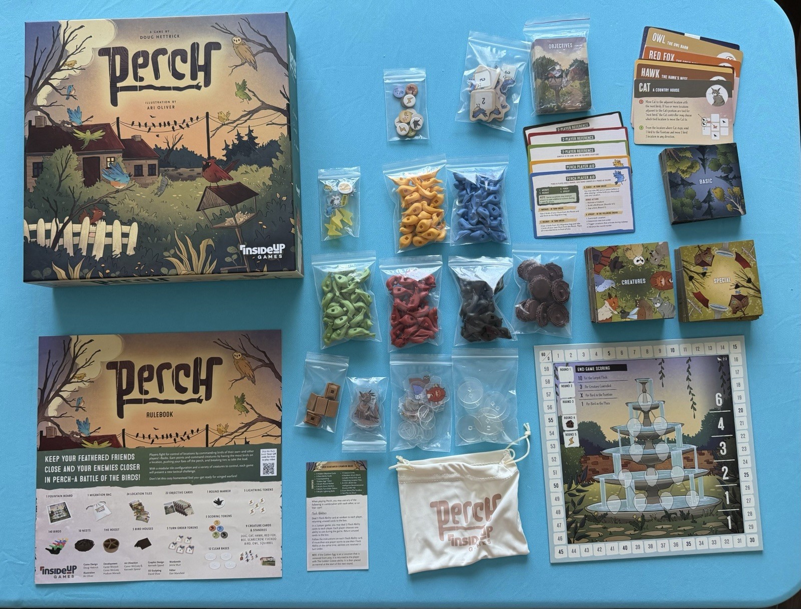 Perch Board Game w/ Expansion 2024 Inside Up Games by Doug Hettrick Complete!