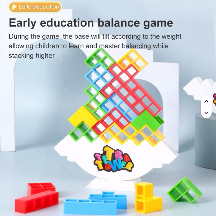 Tetra Tower Balance Game – 48PCS 3D Stacking Puzzle Blocks Educational STEM Toy