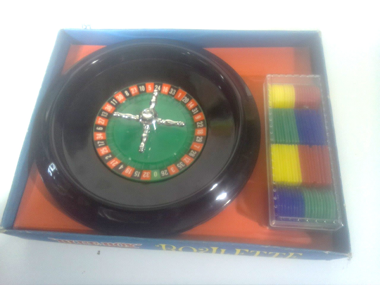 Blue Box Roulette Wheel Game #6082 Tabletop 1970s Casino Gambling Game Set VTG