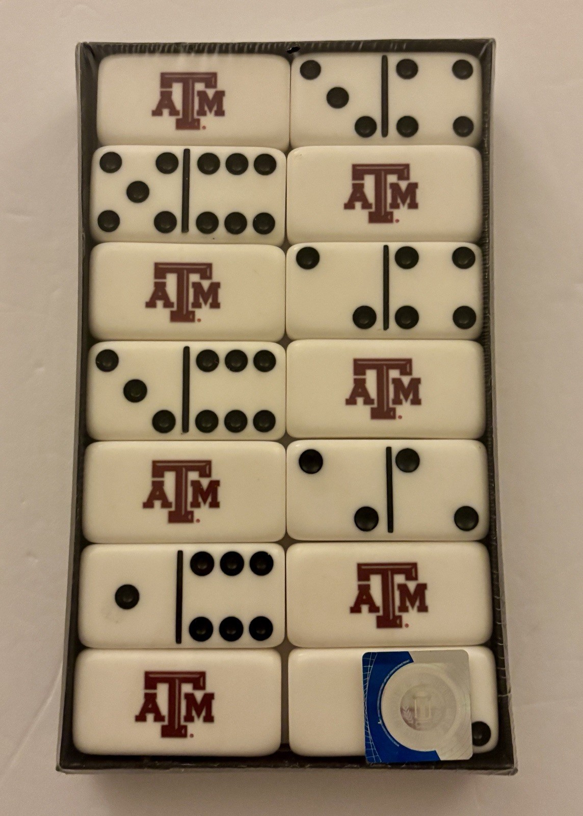 New & Sealed Texas A&M Logo Puremco Professional Extra Thick Marblelike Dominoes