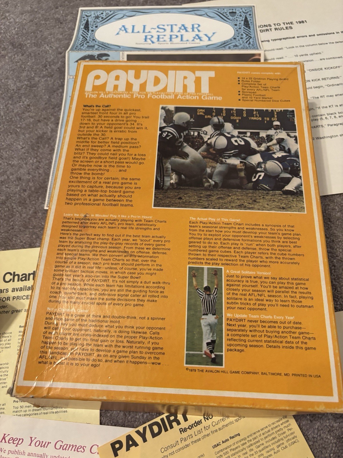 Paydirt Authentic Action NFL Football Board Game 1982 Please Read