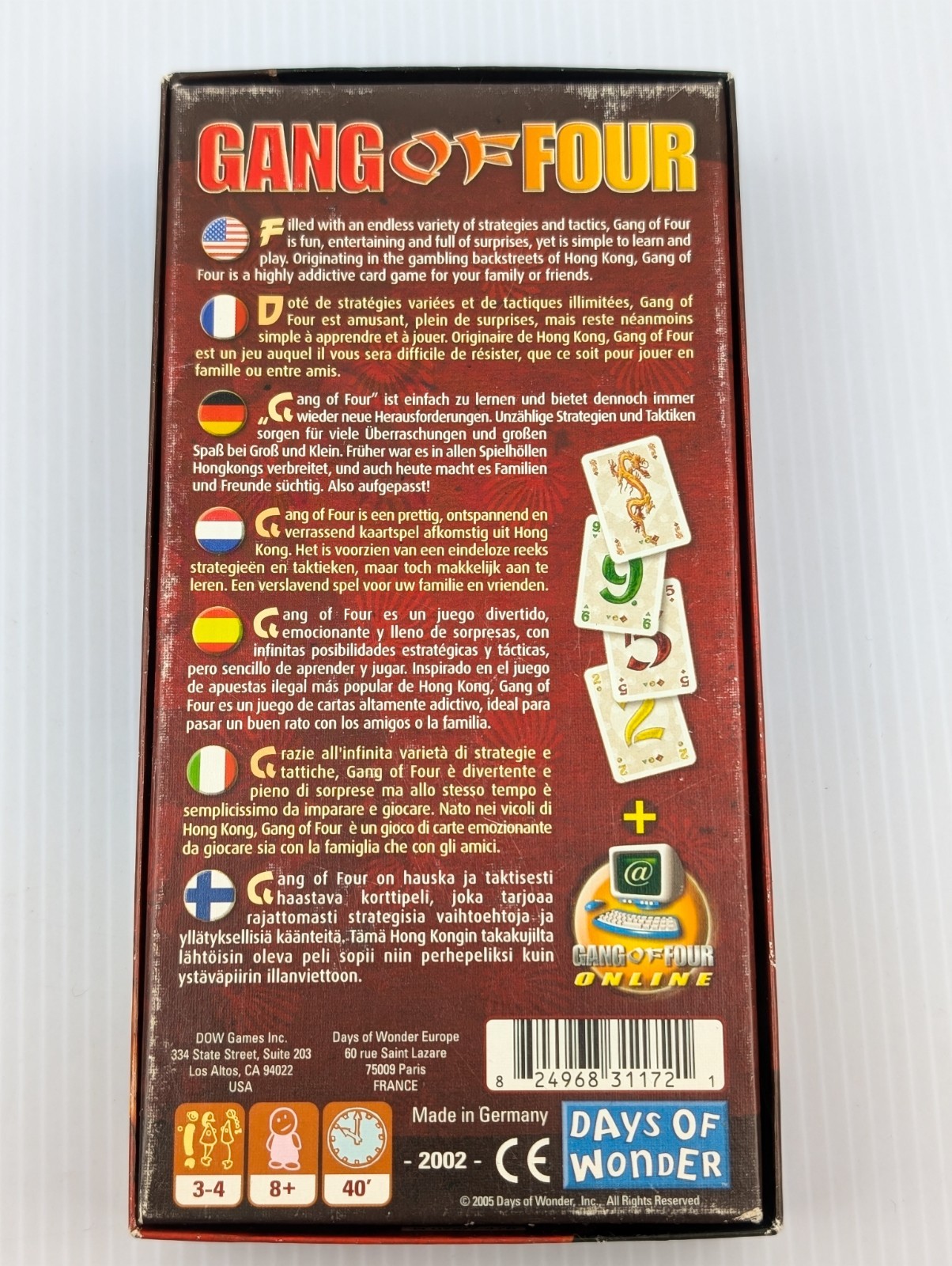 Gang of Four Card Game – Days of Wonder (2005) 100% COMPLETE