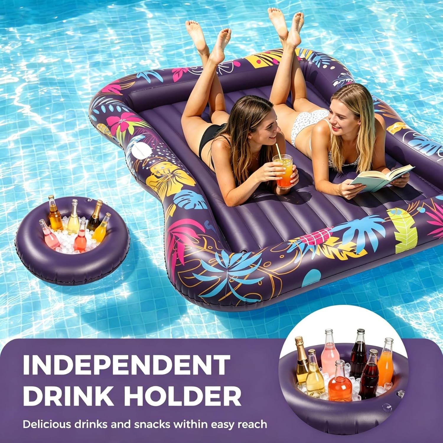 Extra Large Adult Inflatable Pool Float Lounge 81″ x 60″ Tanning Lounger