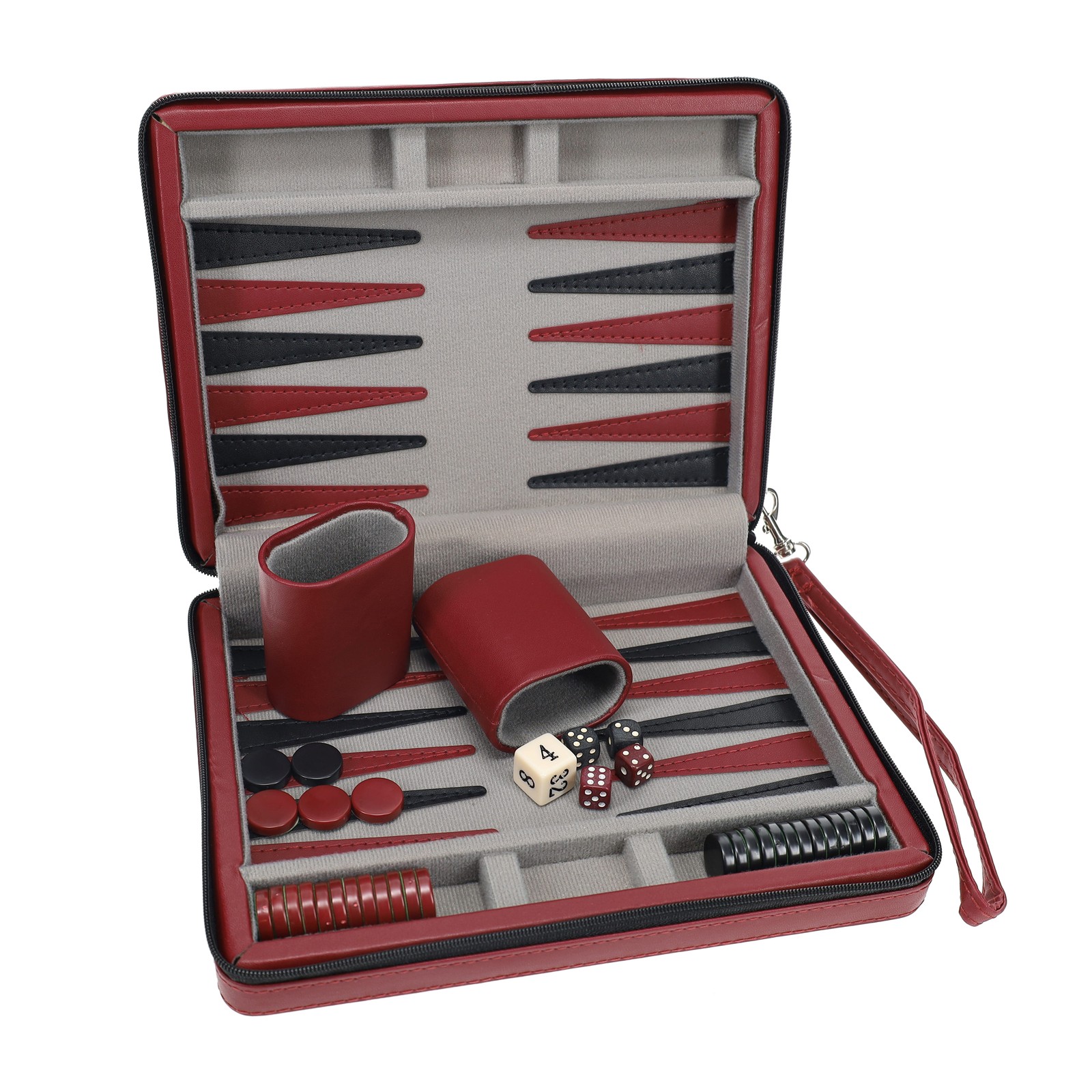 WE Games Magnetic Backgammon Set, Leatherette Case, Carrying Strap – Travel Size