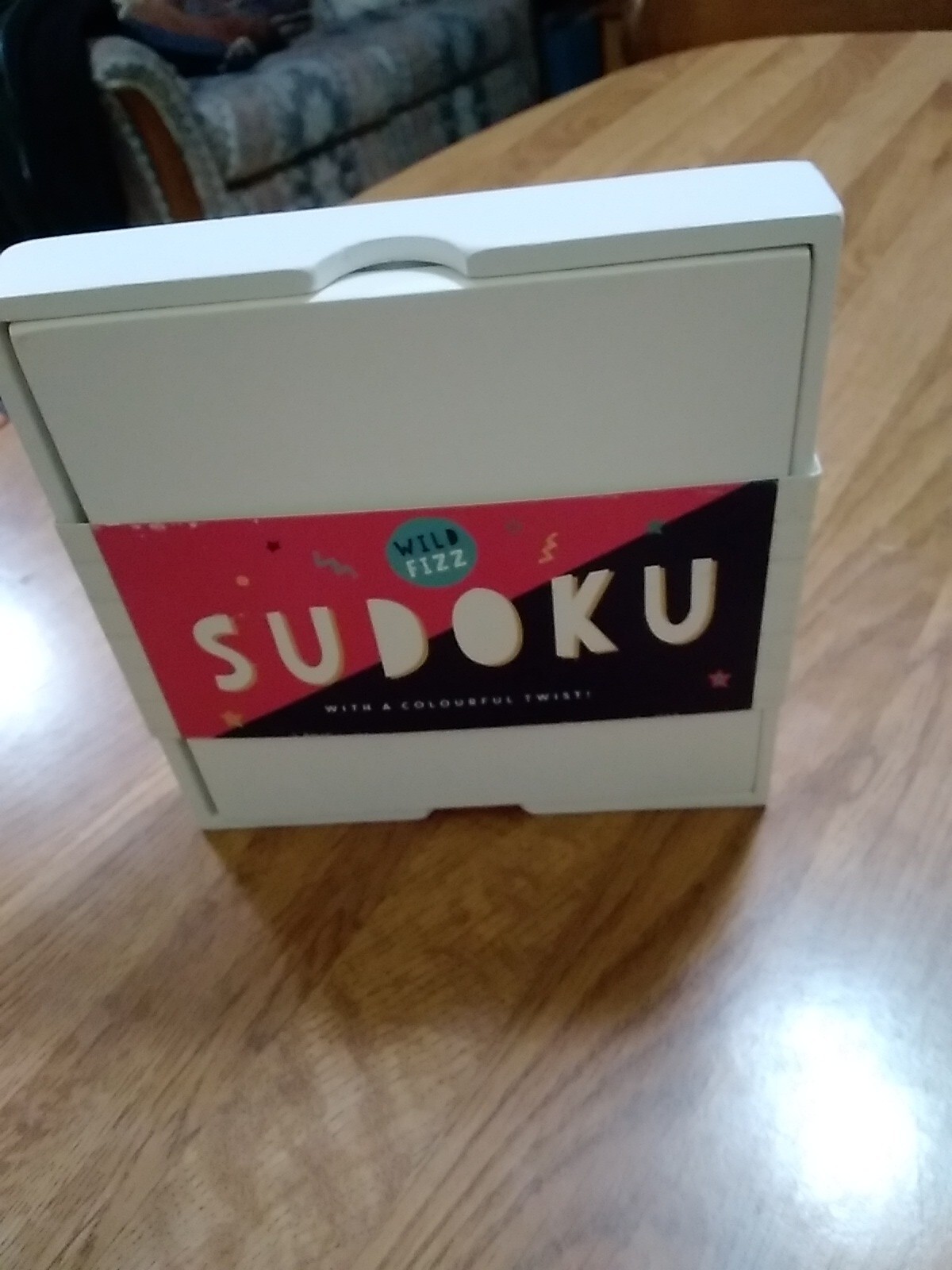 Wood Sudoku Board Table Game-Colorful Wooden Pegs-Self Storage Box-Check Pics