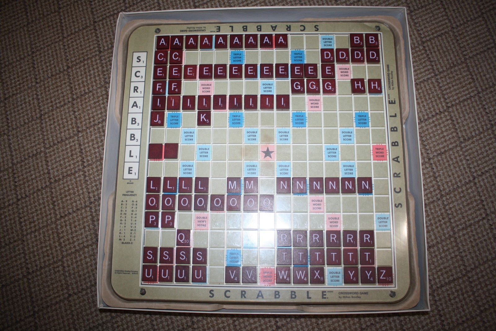Scrabble Deluxe Edition Crossword Game with Turntable Base Red Tiles 1989