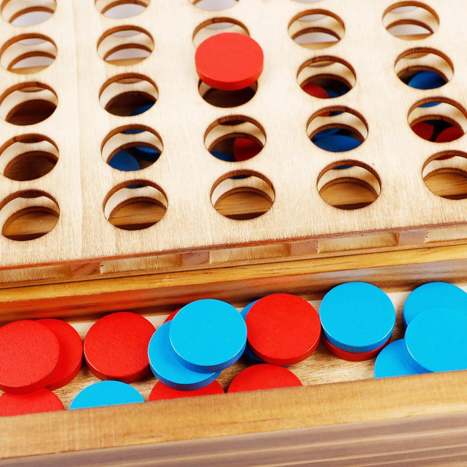 Tic Tac Toe & 4 in a Row Wooden Board Game Set – Family Strategy Games
