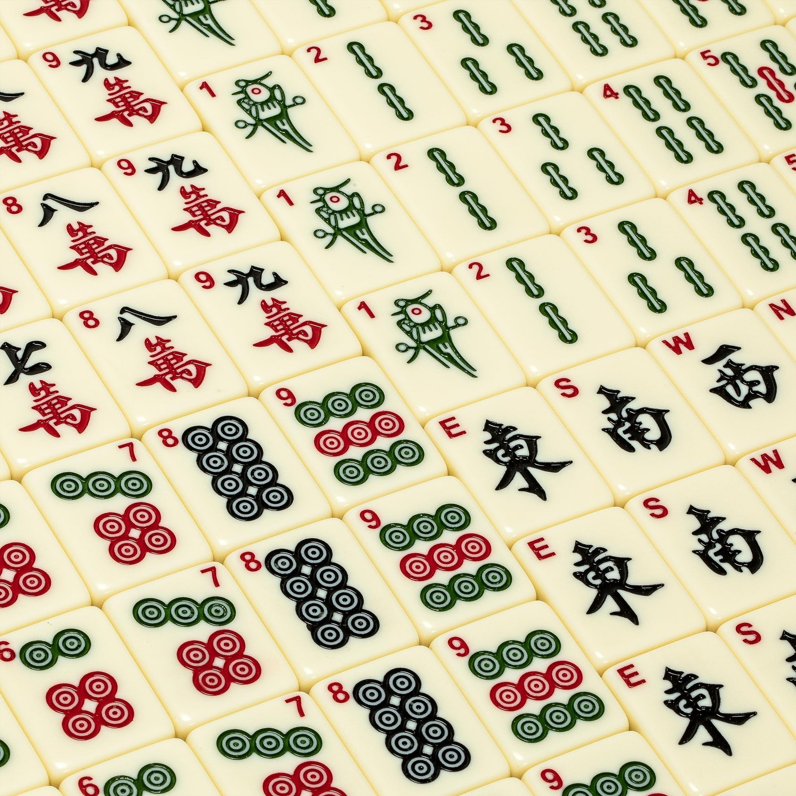 Chinese Mahjong Set 146 Melamine Tiles Blue Vinyl Case Traditional Gameplay