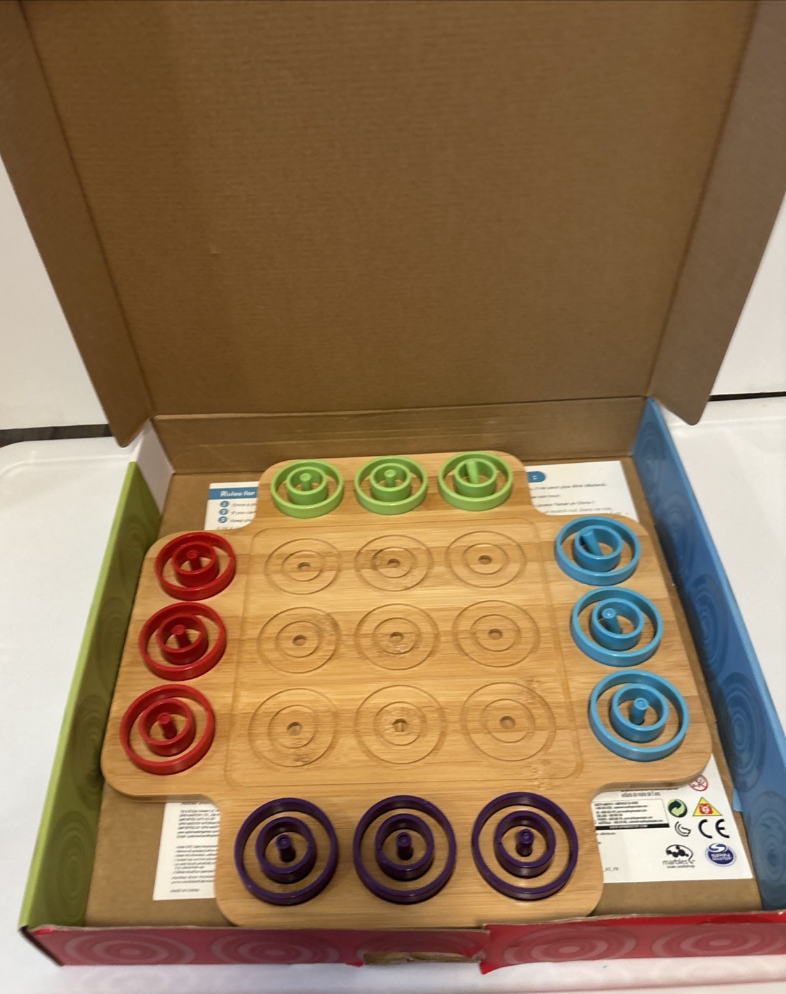 Otrio Deluxe Strategy Game By Marbles Brain Workshop Wooden Board 8+ Years