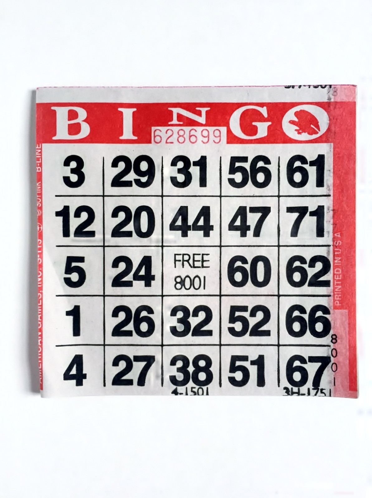 1 on Single Face Bingo Paper Cards- Pack of 500- Color Red Border
