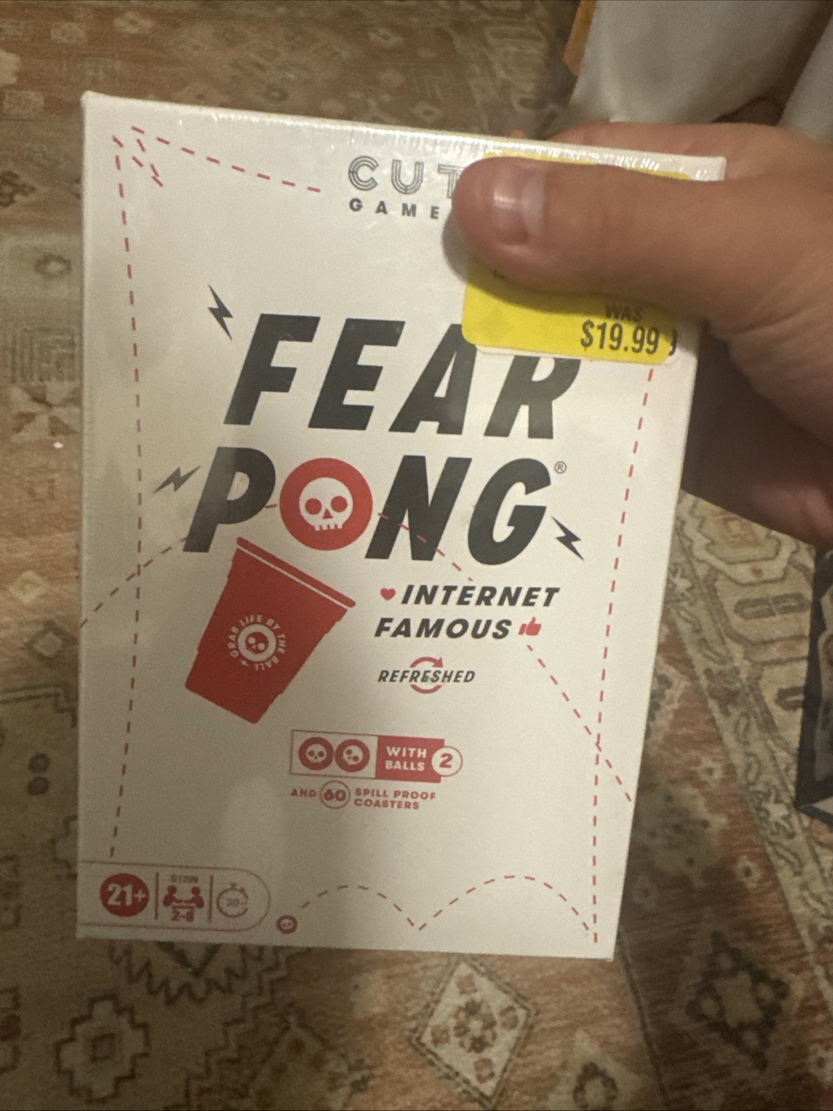 Fear Pong Hasbro Cut Games includes Balls & 60 spill proof coasters, 21+, SEALED