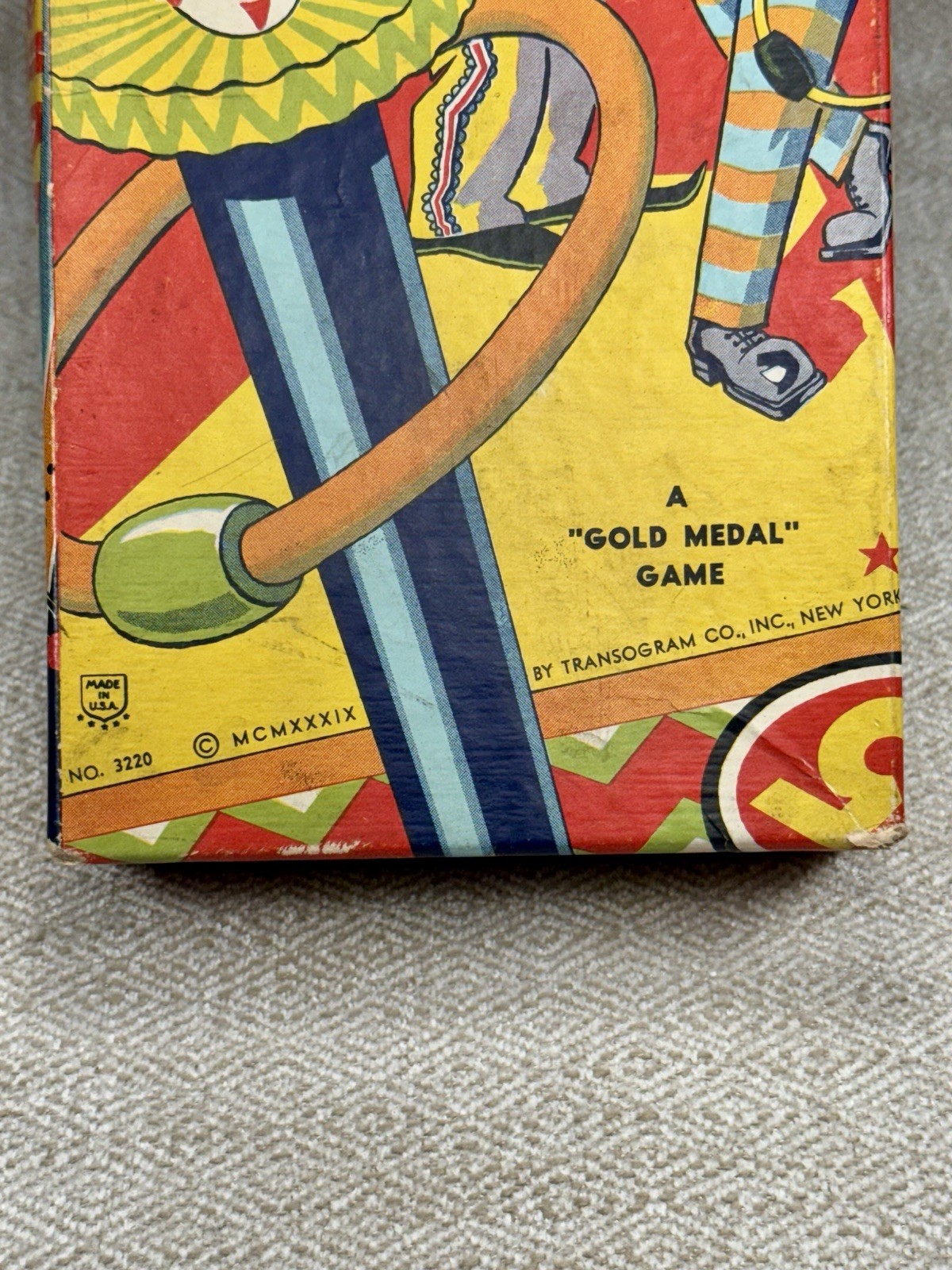 Transogram Clown Ring-Toss Game 1950s Complete w/Box Pole Rings Vintage