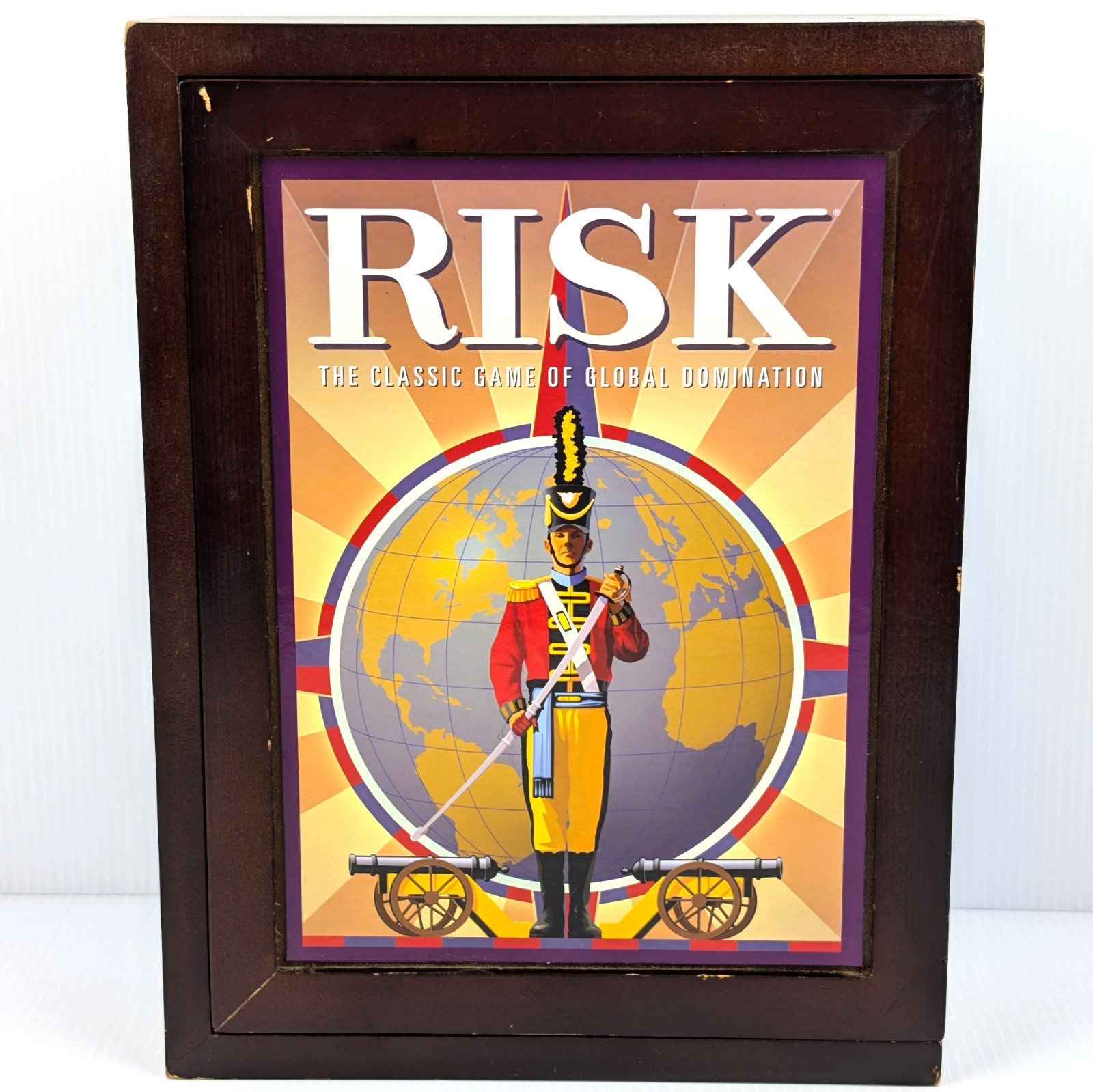 RISK Wooden Vintage Game Collection Edition Library Book Shelf COMPLETE Wood Box