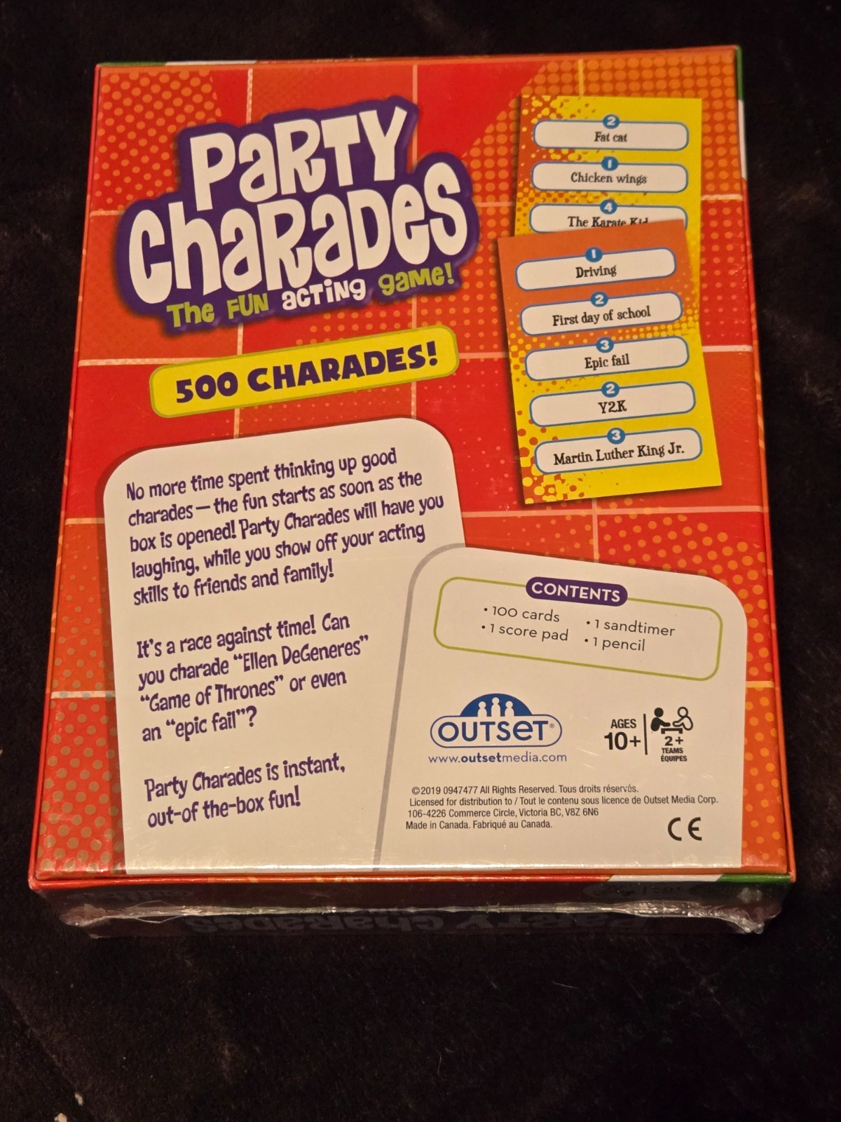 2019 Party Charades by Outset Media Family Game for Ages 10+ SEALED