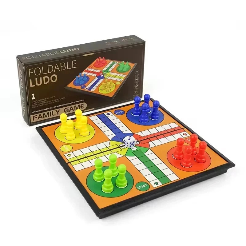 Ludo Game Set with Foldable Board for Family Travel and Strategy Fun
