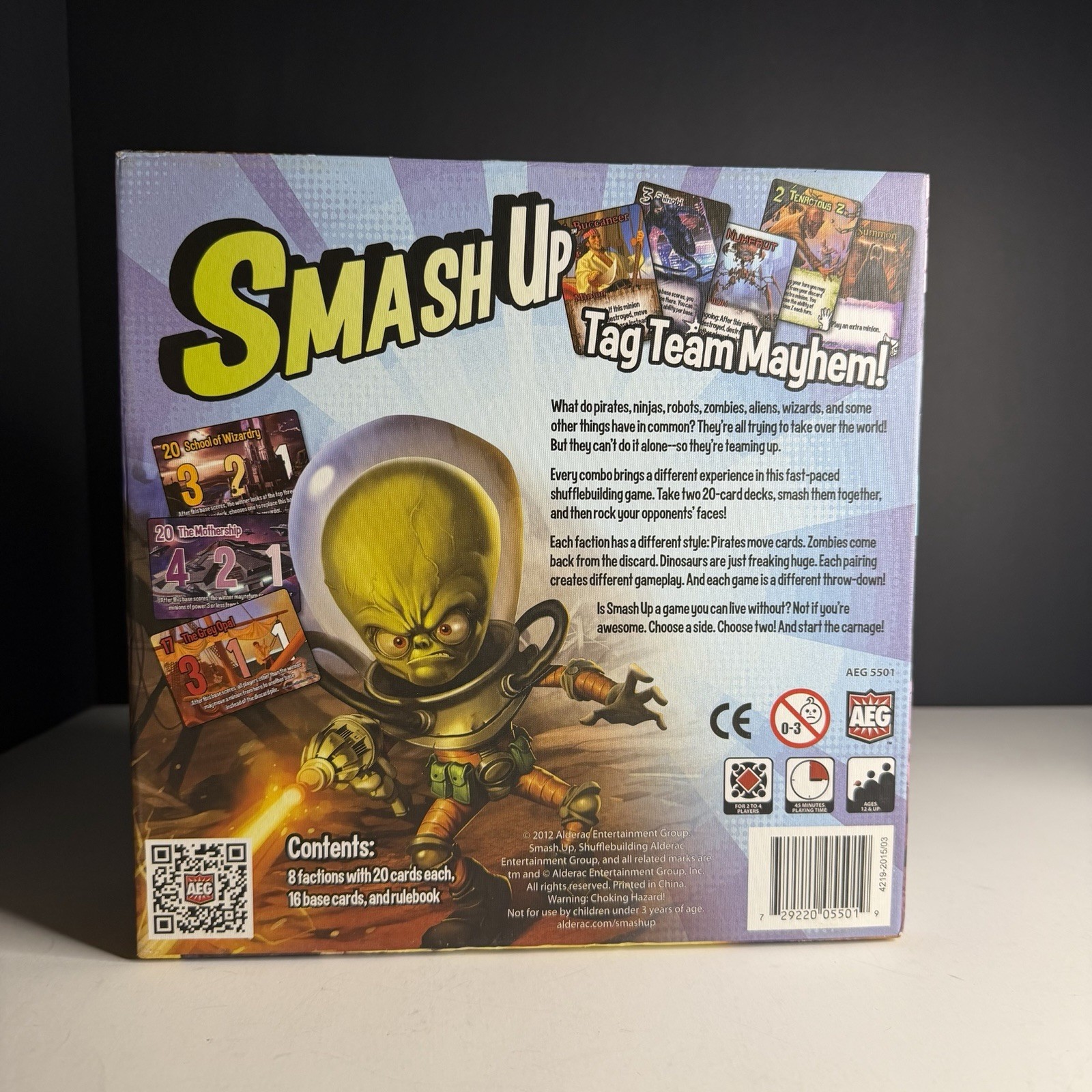Smash Up Base Game Complete 2012 AEG Paul Peterson Shufflebuilding Card Game