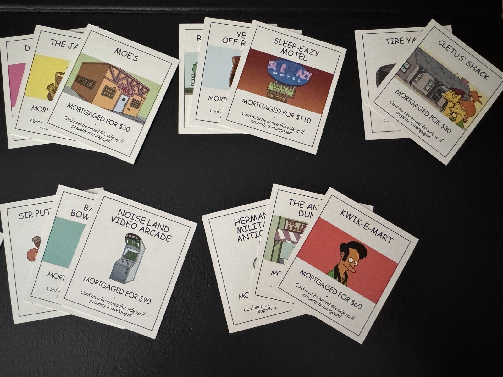 Monopoly The Simpsons 2001 28 Title Deed Replacement Game Cards