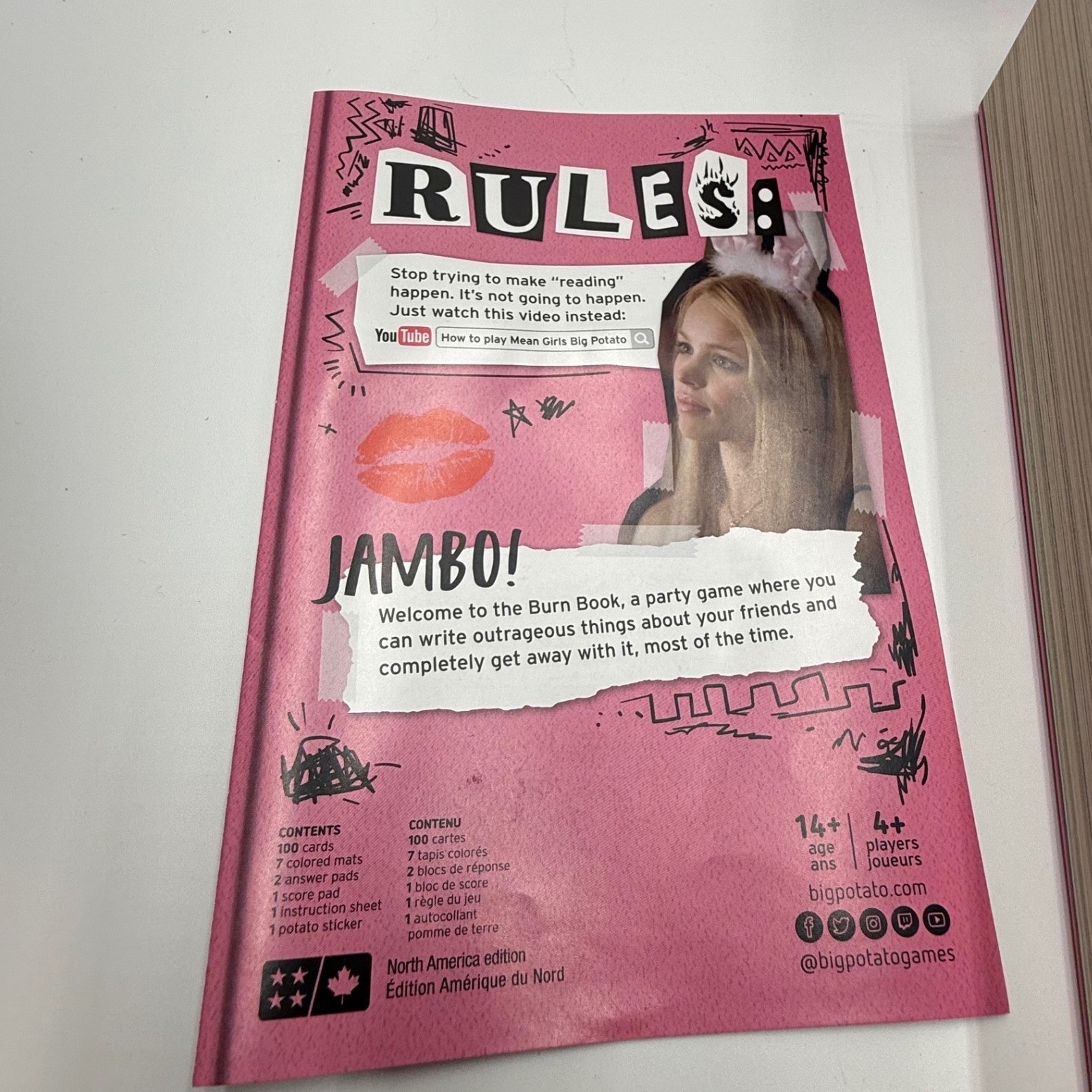 Mean Girls The Party Game Burn Book Big Potato Games 2021 Movie Trivia Pink Box