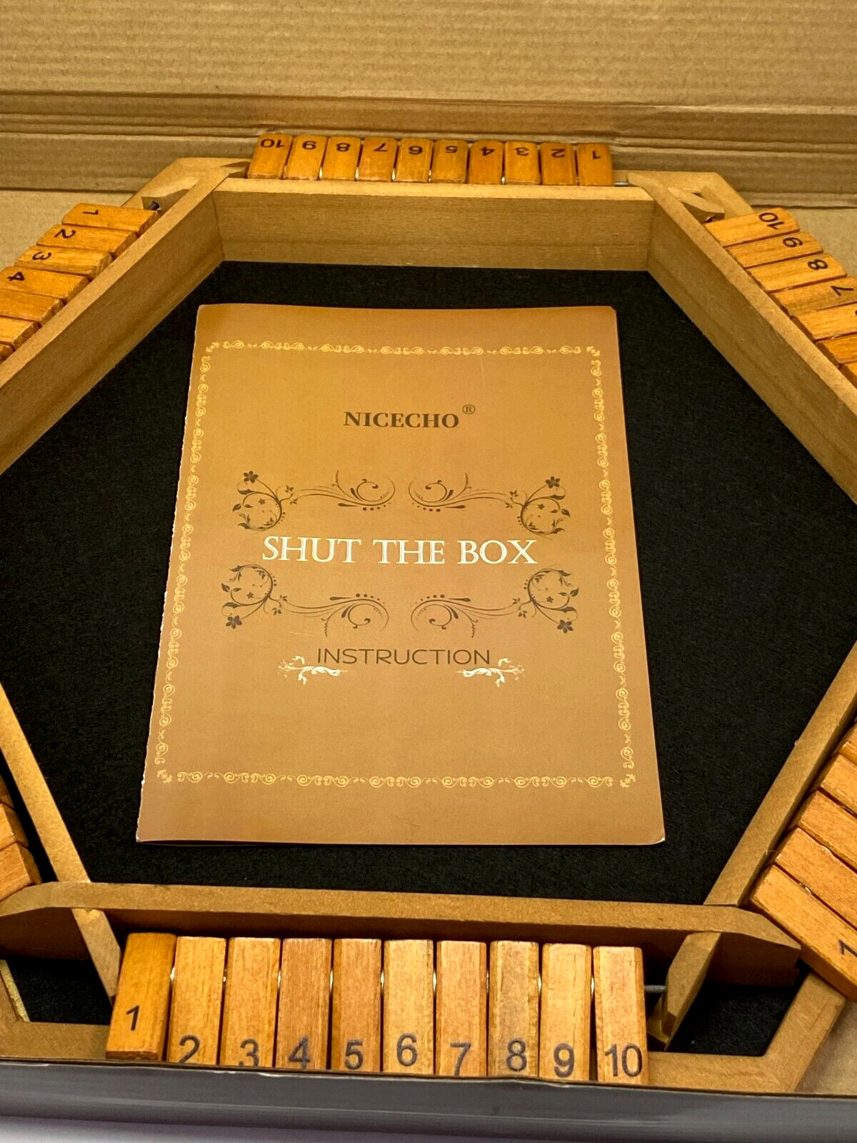 NICECHO 1-6 Players SHUT THE BOX Dice Game Wooden Board Table Strategy Game
