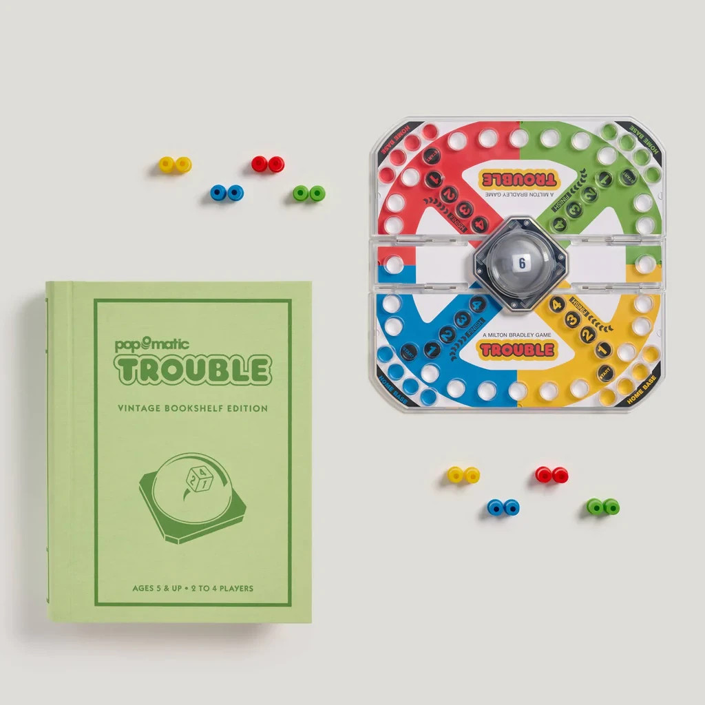 Classic Trouble Game in Book-Style Fabric Storage Box – Deluxe Edition – New