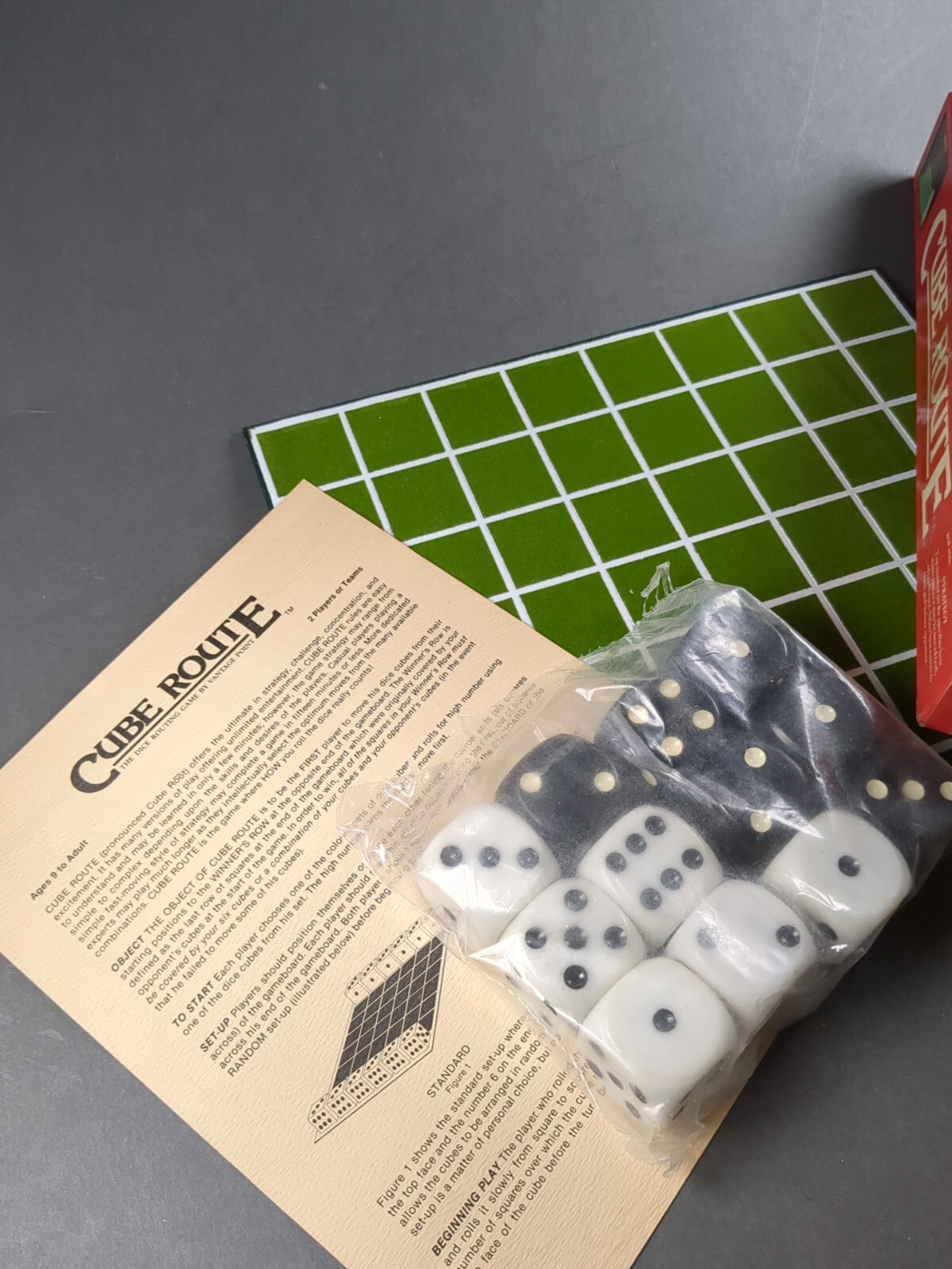 Cube Route Dice Game Vantage Point 1975 Felt Board Jumbo Dice Vintage
