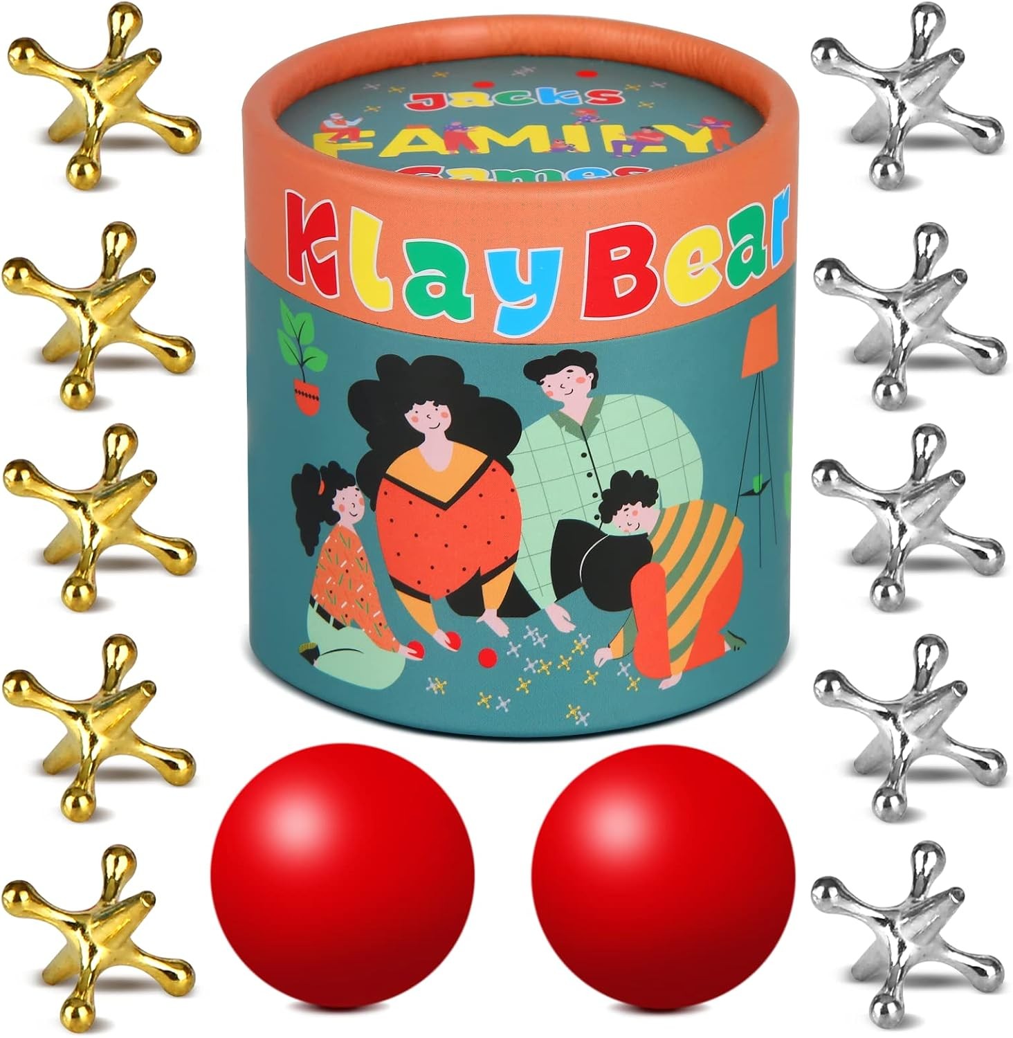 Metal Jacks Game Set Classic Retro Toy 10 Jacks 2 Balls Hand-Eye Coordination