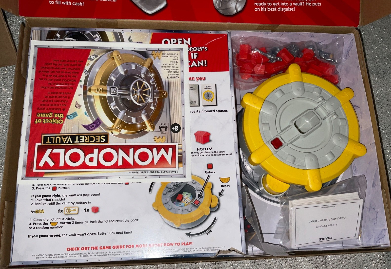 MONOPOLY Secret Vault Board Game for Kids Ages 8 and Up Family 100% Complete Fun