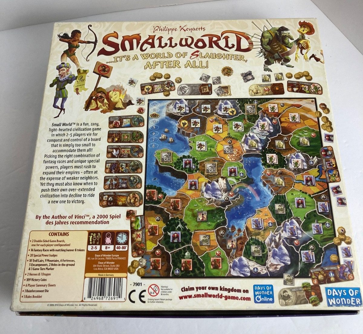 Small World Board Game Days of Wonder 2009 Complete 2-5 Players Fantasy Strategy