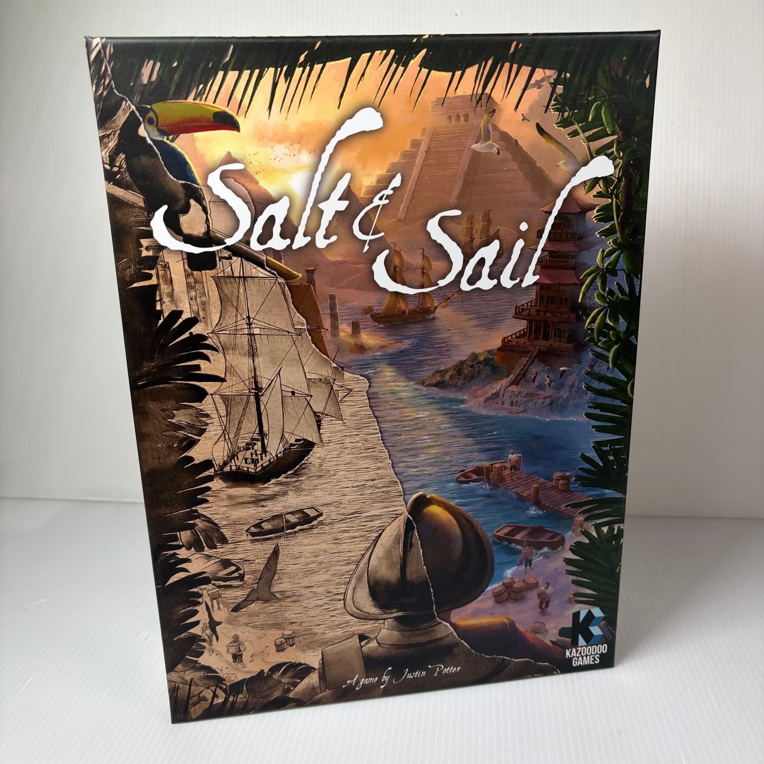 Salt & Sail A Game of Discovery Board Game Deluxe Pledge Metal & Wooden Pieces