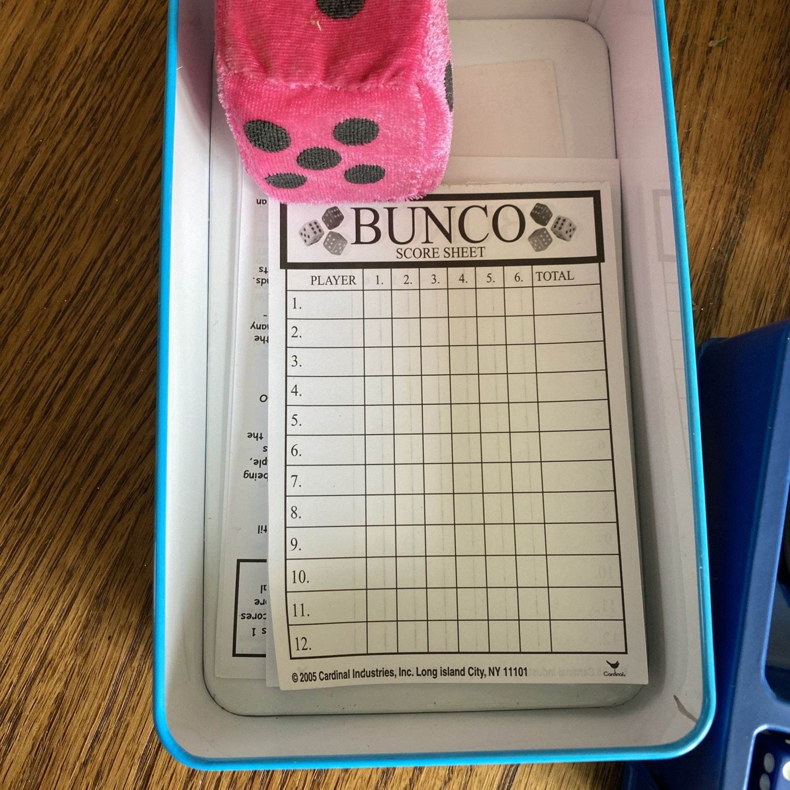 Cardinal’s Bunco for Juniors Colored Dice Game Brand New Bell Fuzzy Die
