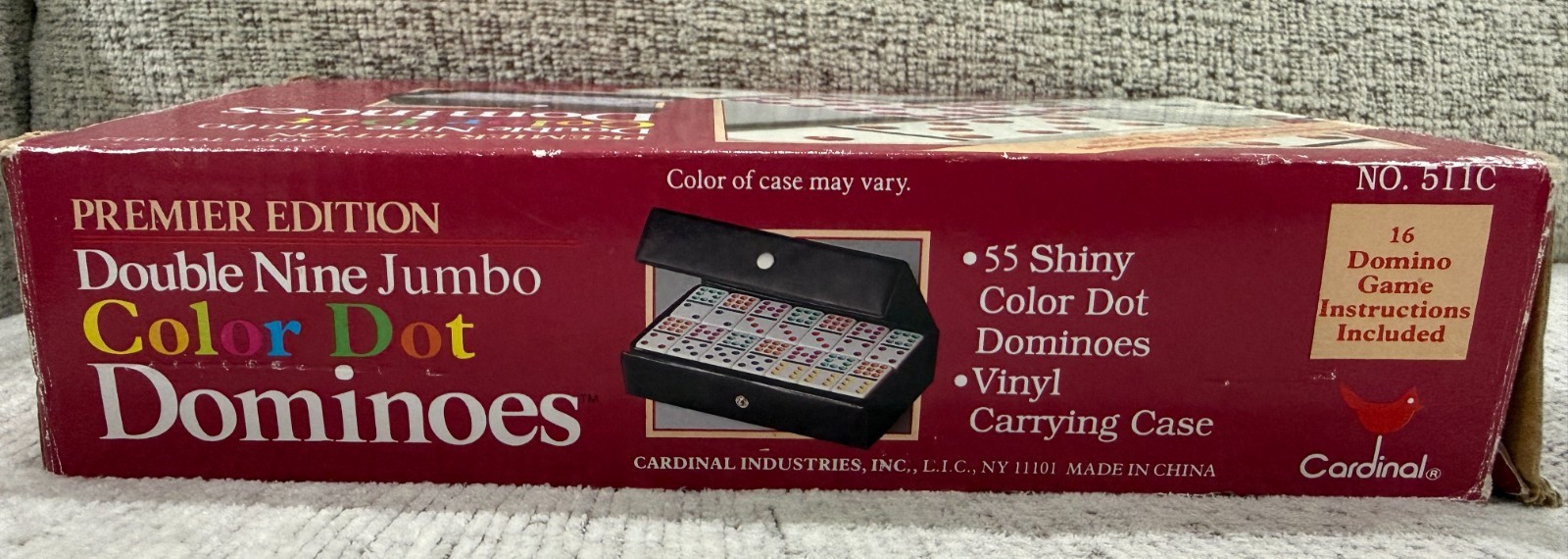 Cardinal Premier Double Nine Jumbo Color Dot Dominoes Set Vinyl Case NEW