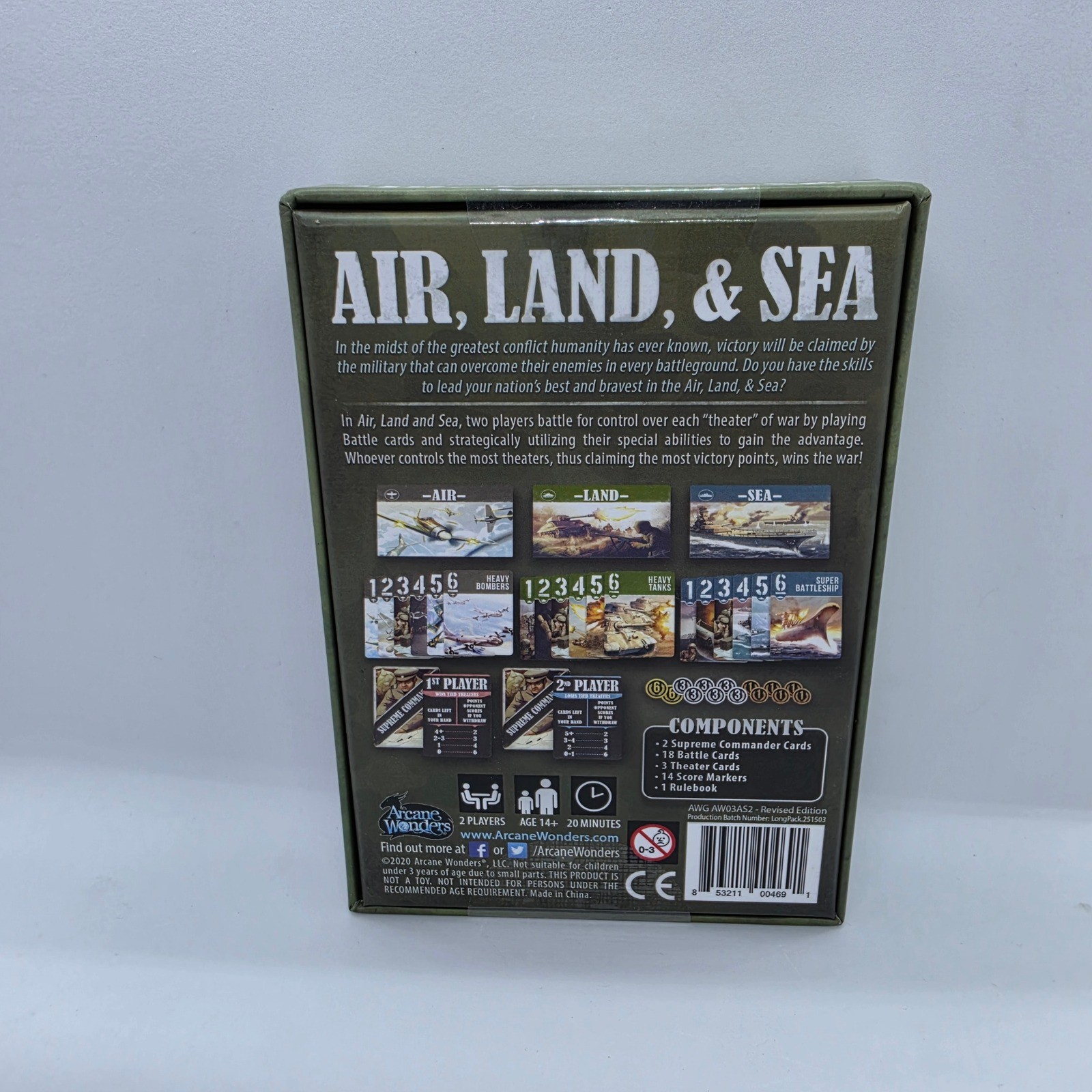 Arcane Wonders Air Land & Sea Board Game Jon Perry 2020 Revised Edition New