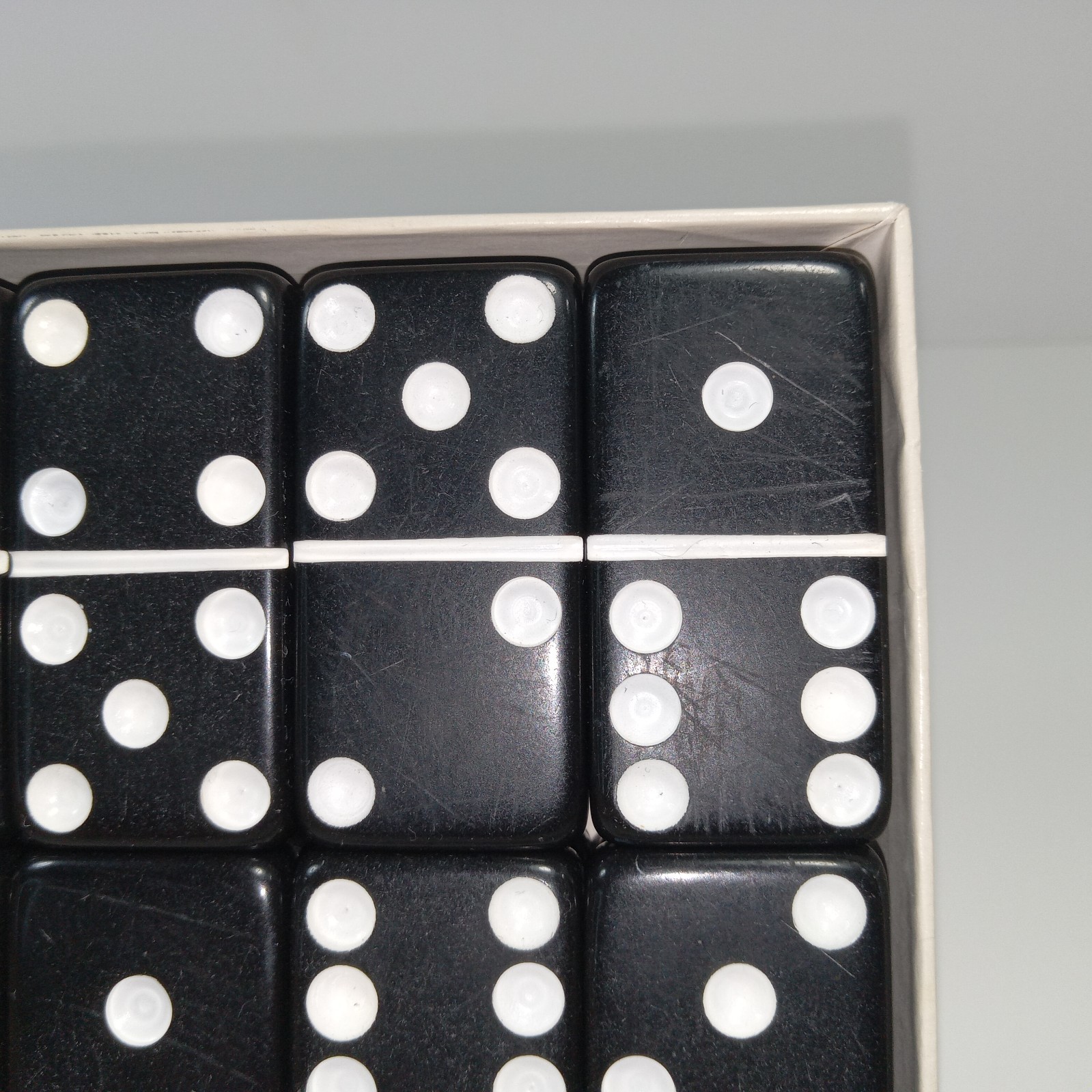 Vtg Set of Puremco No. 616 Standard Black Marblelike Dominoes Made In USA Waco