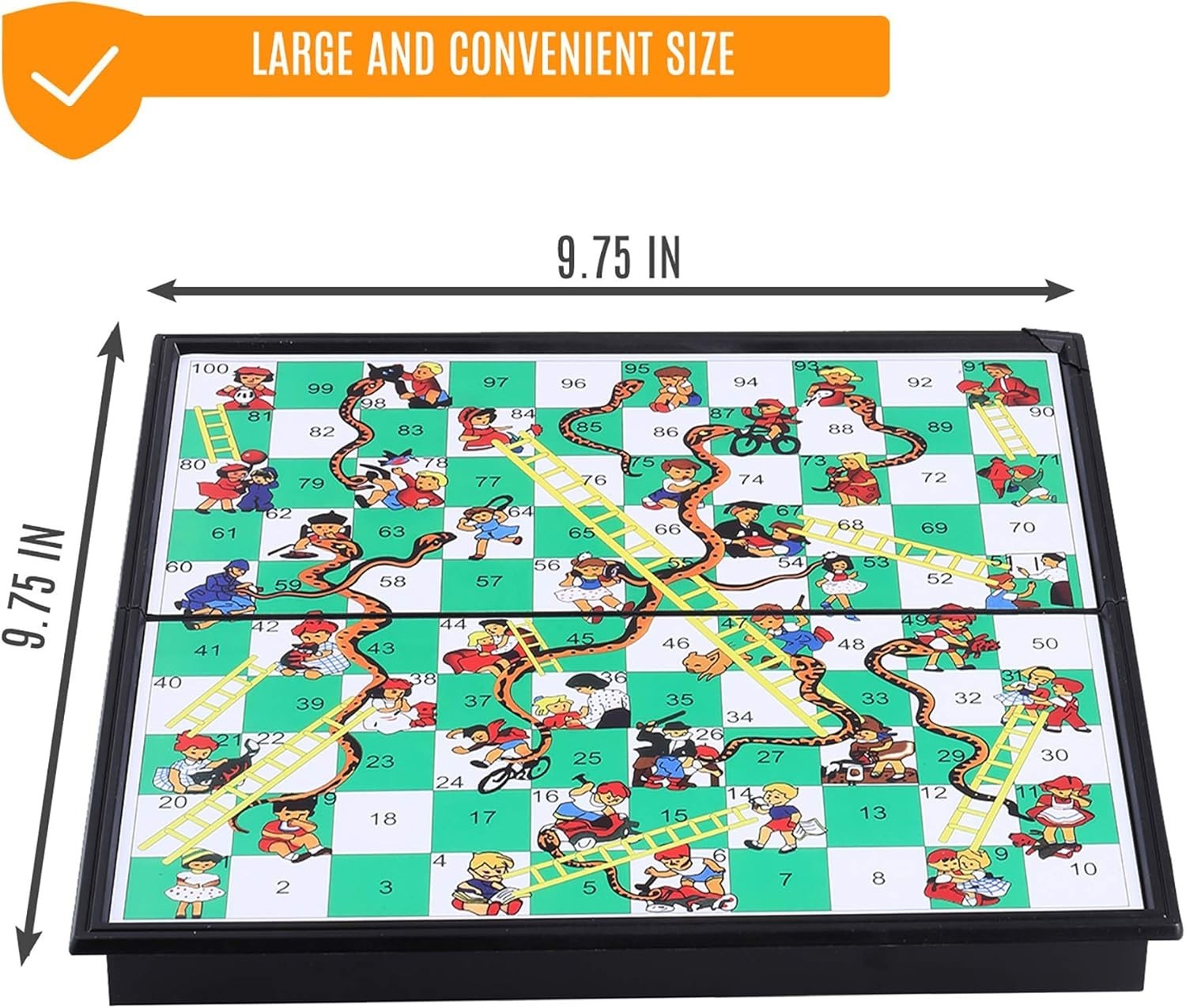 Folding Snakes & Ladders – Portable Magnetic Board Game for Kids 2-4 Players