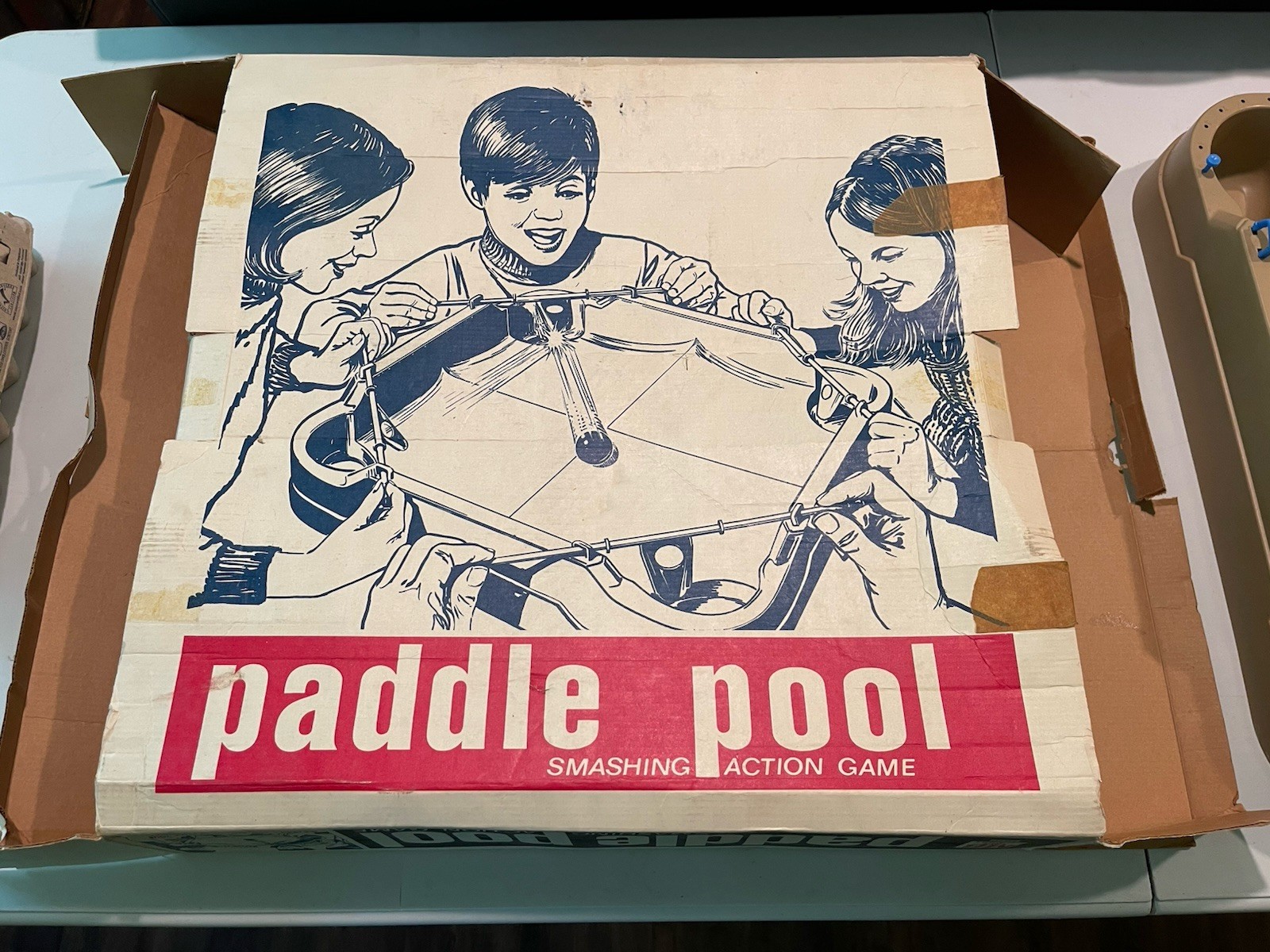 Paddle Pool 1970 Milton Bradley VINTAGE Board Action Ball Game Original Box