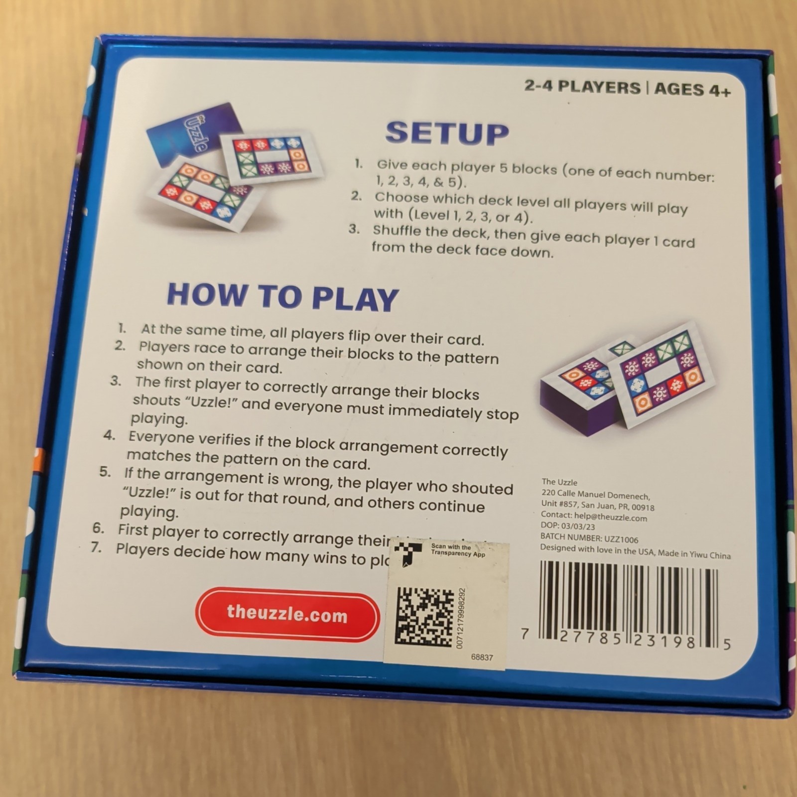 The Uzzle Family Educational Board Games for Children & Adults 100% COMPLETE