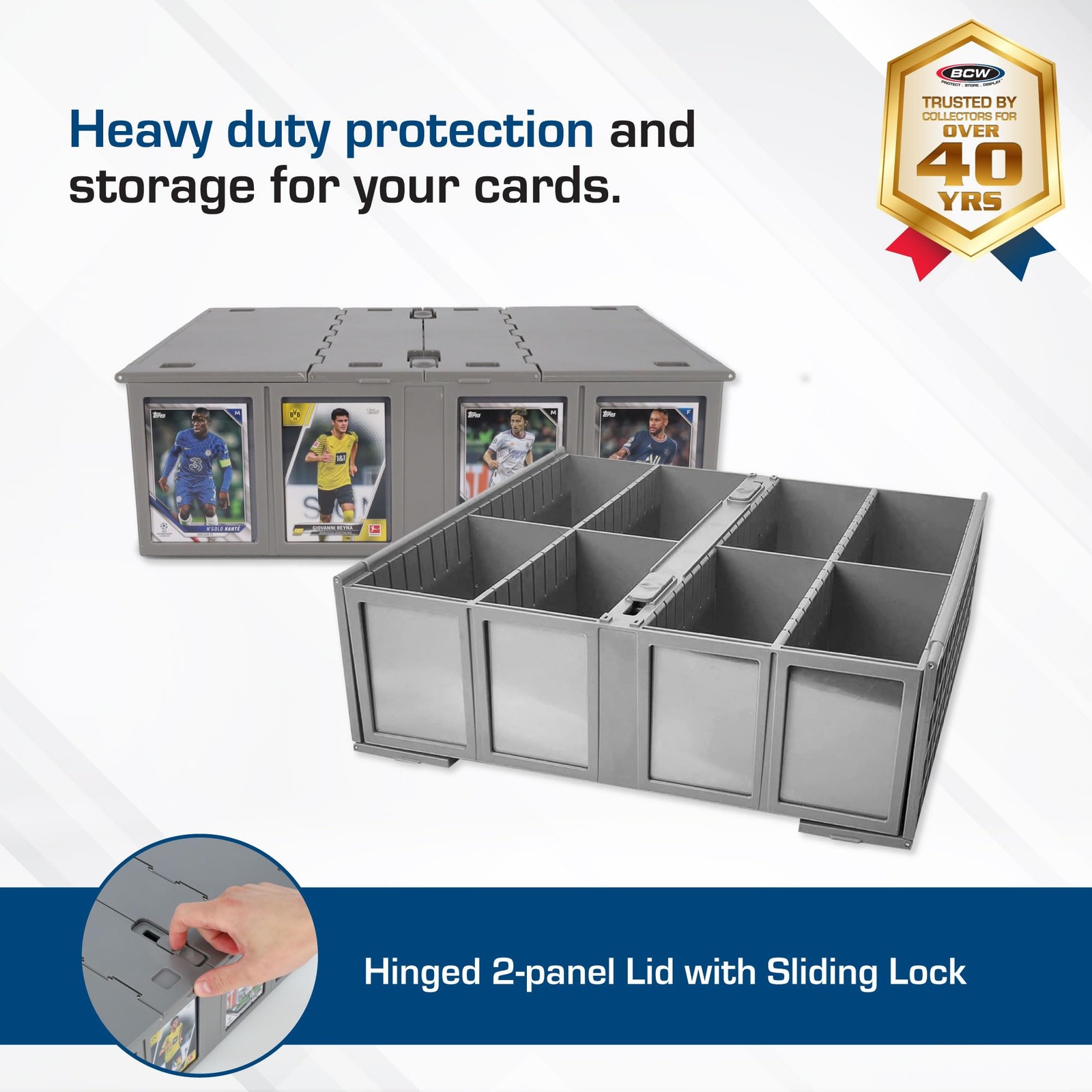 Card Storage Bin 2 Pack Gray Holds 3200 Cards Each BCW 1-CCB-3200 Collectible